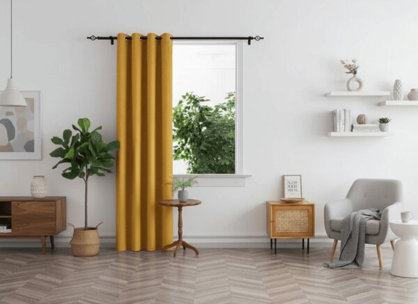 Žuta zavjesa OXFORD 140x250 cm Sistem za vješanje: Metalni prstenovi