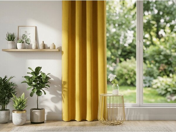 Žuta zavjesa OXFORD 140x250 cm Sistem za vješanje: Metalni prstenovi