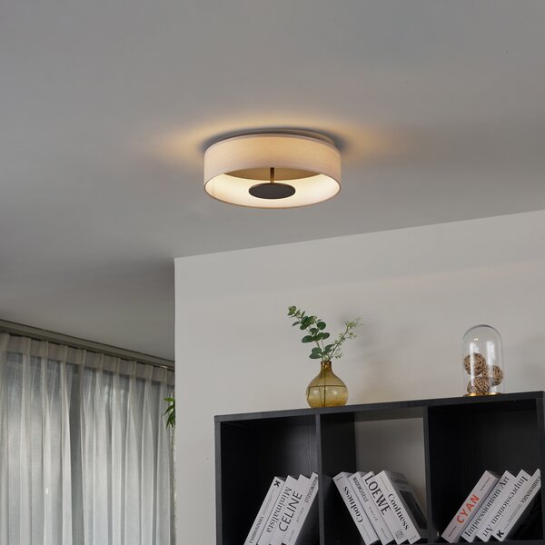 Moderna stropna svjetiljka bež tkanina uklj. LED s 3-stupanjskim prigušivanjem - Bredow