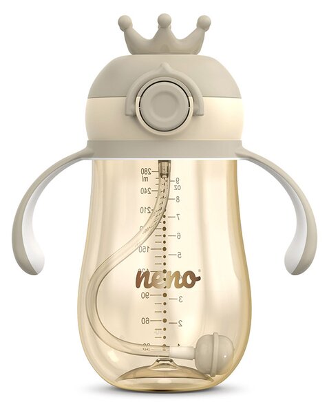 NENO MIO 2 Crown bočica sa slamkom 280 ml, Brown