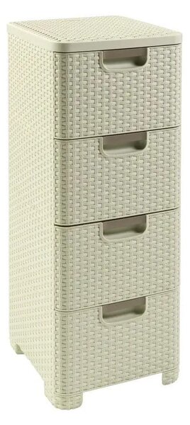 Krem plastični visok kupaonski ormarić 33x79 cm Rattan – Curver