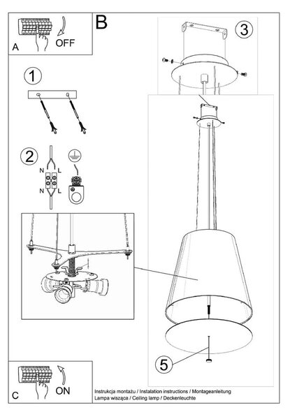 Crna viseća svjetiljka sa staklenim sjenilom ø 50 cm Tresco - Nice Lamps