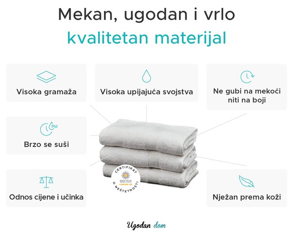 Ručnik SOFT 70x125 cm bijela, 100% pamuk
