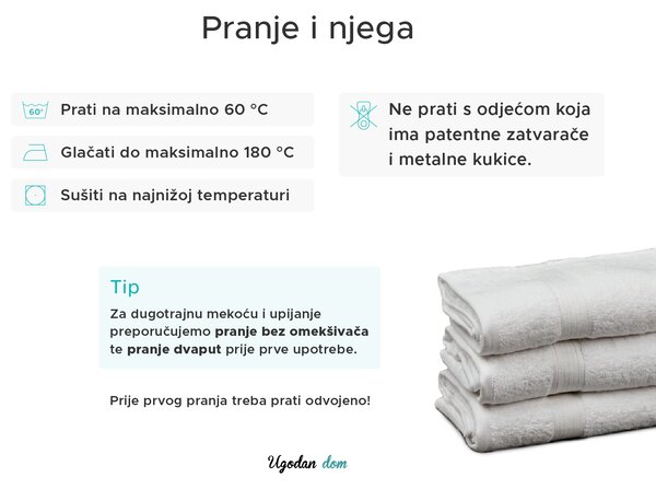 Ručnik SOFT 70x125 cm bijela, 100% pamuk