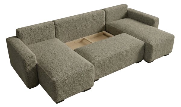 Razvlačna U kutna garnitura SMART BOUCLE 303x143 cm, sivo-smeđa
