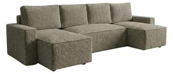 Razvlačna U kutna garnitura SMART BOUCLE 303x143 cm, sivo-smeđa