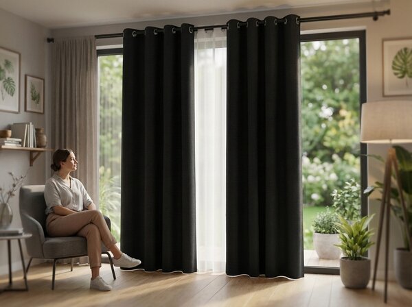 2x Crna zavjesa OXFORD 140x250 cm
