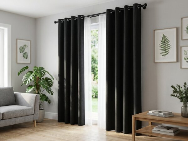2x Crna zavjesa OXFORD 140x250 cm