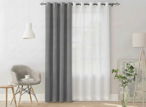 Svijetlosiva zavjesa OXFORD 140x270 cm Sistem za vješanje: Traka za nabiranje