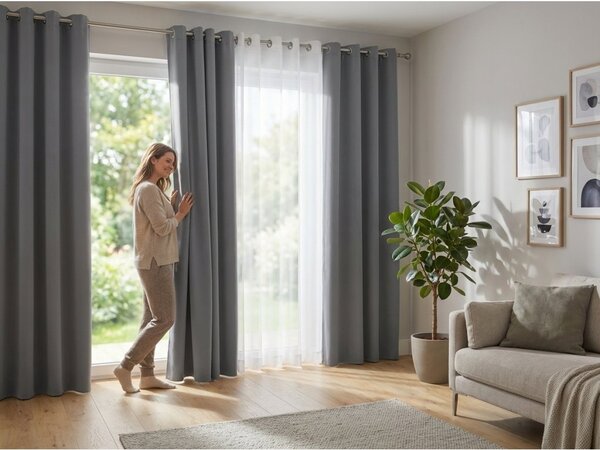 Svijetlosiva zavjesa OXFORD 140x270 cm Sistem za vješanje: Traka za nabiranje