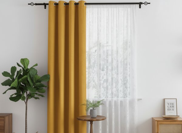 Žuta zavjesa OXFORD 140x250 cm Sistem za vješanje: Metalni prstenovi