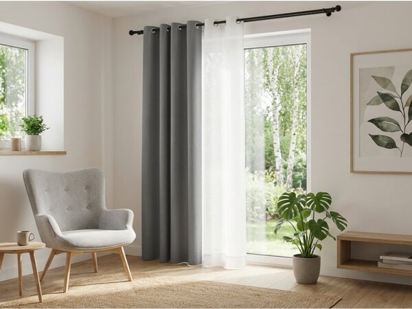 Svijetlosiva zavjesa OXFORD 140x270 cm Sistem za vješanje: Traka za nabiranje