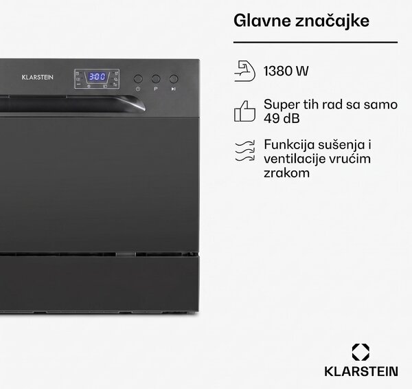 Klarstein Amazonia 6, perilica posuđa, 1380W, 6 kompleta posuđa, upravljanje tipkama