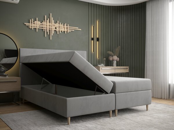 Zondo.hr Bračni krevet Boxspring 140 cm Flu (siva) (s madracem i prostorom za odlaganje). Akcija -19%. 1046538