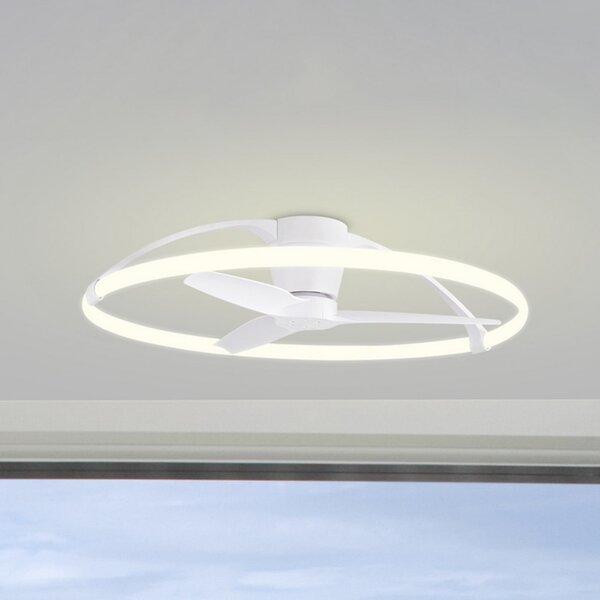 Mantra Iluminación Nepalski pametni LED stropni ventilator, bijeli, DC, tih, prigušiva, Bijela, Dnevni boravak/blagovaonica, Metal