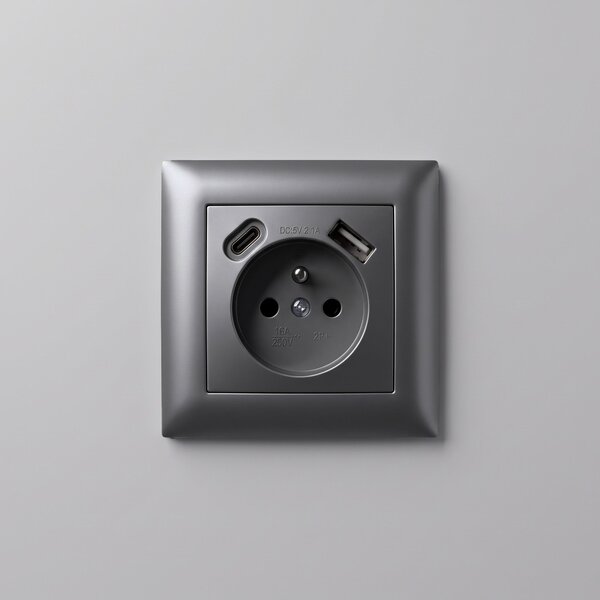 Jednostruka utičnica s uzemljenjem + USB-A USB-C OSTE JNH004-G Grey