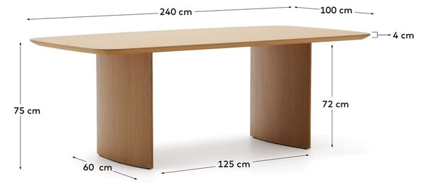 Blagovaonski stol u dekoru hrasta u prirodnoj boji 100x240 cm Litto – Kave Home