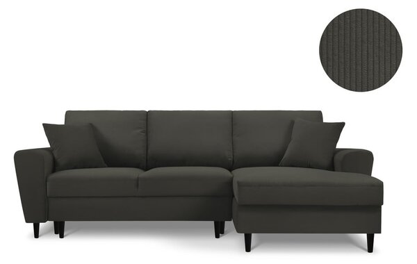 Crna kutna sofa od samta Kooko Home Jazz, desni kut