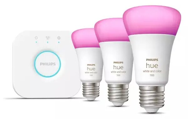 PMO PHILIPS HUE pametna LED žarulja WCA 9W A60 E27 EUR (set 3 kom) + Hue Bridge 8719514291515