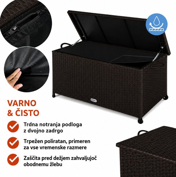 Kutija za odlaganje od poliratana RICCO, 270L, 117x53x60cm, tamno smeđa Casaria