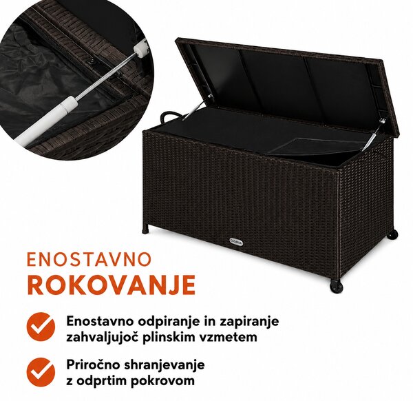 Kutija za odlaganje od poliratana RICCO, 270L, 117x53x60cm, tamno smeđa Casaria