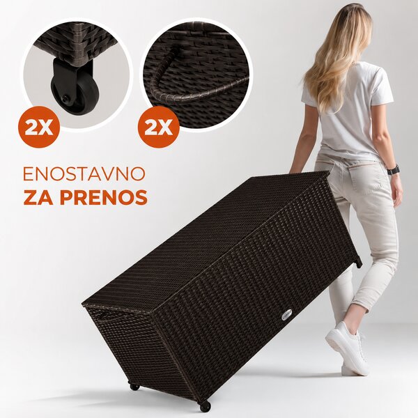 Kutija za odlaganje od poliratana RICCO, 270L, 117x53x60cm, tamno smeđa Casaria