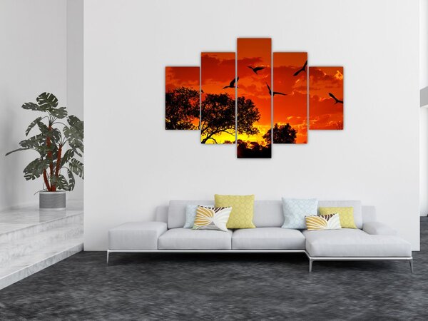 Slika ptica u zalasku sunca (150x105 cm)