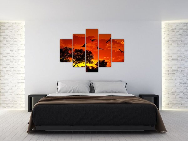 Slika ptica u zalasku sunca (150x105 cm)