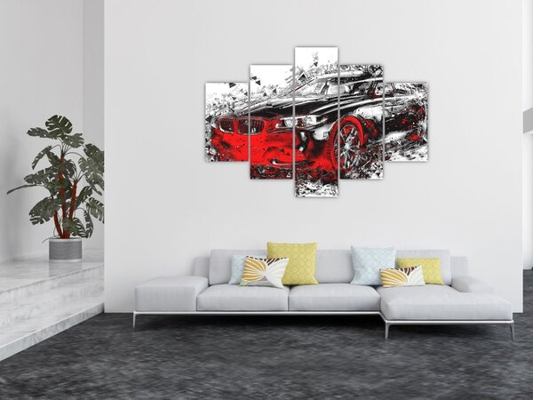 Slika - Naslikani automobil u akciji (150x105 cm)