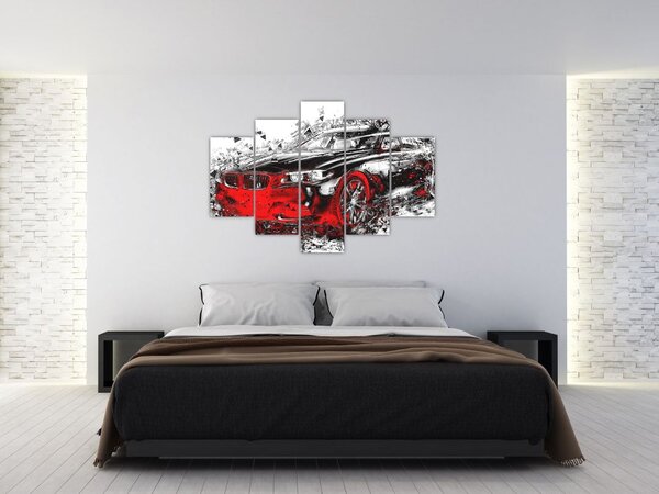 Slika - Naslikani automobil u akciji (150x105 cm)