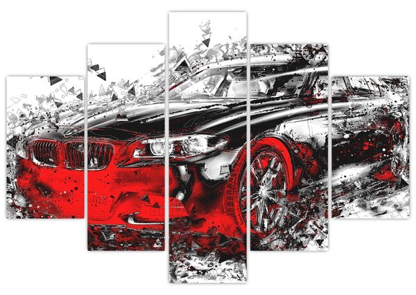 Slika - Naslikani automobil u akciji (150x105 cm)