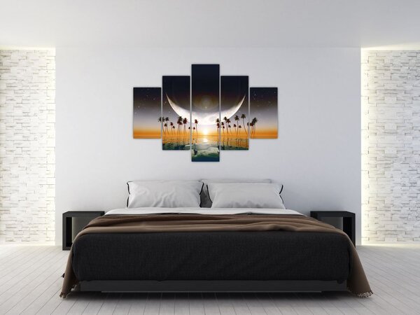 Slika - Mjesec iznad palmi (150x105 cm)