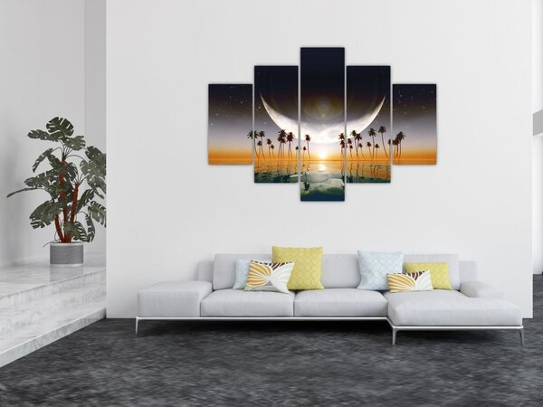 Slika - Mjesec iznad palmi (150x105 cm)