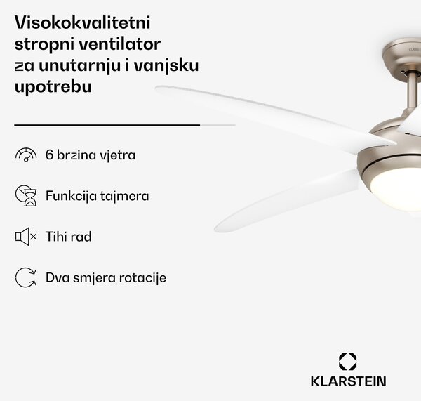 Klarstein Bolero stropni ventilator s svjetlom | 132 cm | 35 W | Tihi rad | Drvo