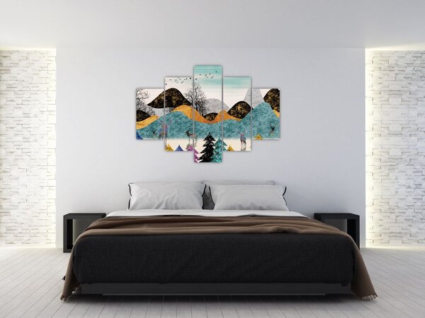 Grafička slika s jelenima (150x105 cm)