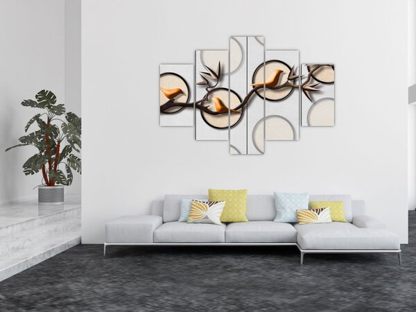 Umjetnička slika - Ptice na grani (150x105 cm)