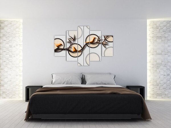 Umjetnička slika - Ptice na grani (150x105 cm)