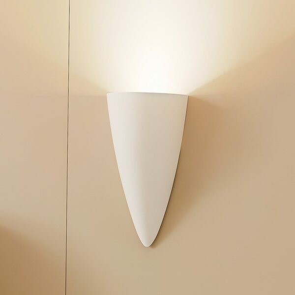 Lindby zidna lampa Pascali, visina 42 cm, bijela, gips, prigušiva, Bijela, Dnevni boravak/blagovaonica, Gips / glina