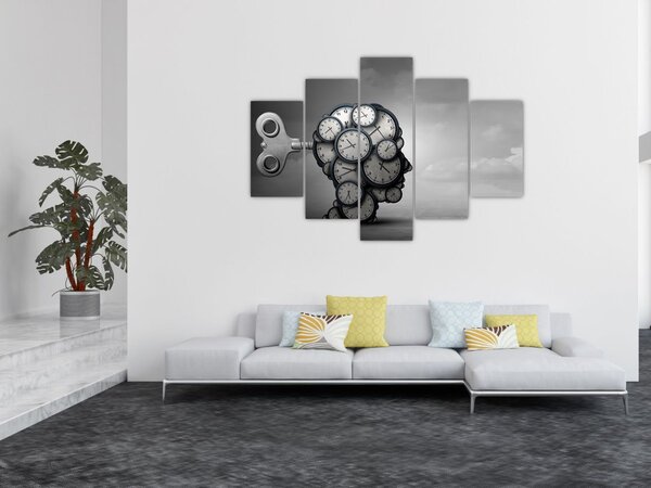 Umjetnička slika glave sa satom (150x105 cm)