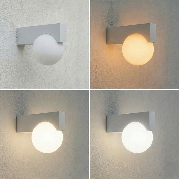 Lucande Vijon vanjska zidna LED svjetiljka, svijetlosiva, CCT, IP44, Sivo, Aluminij
