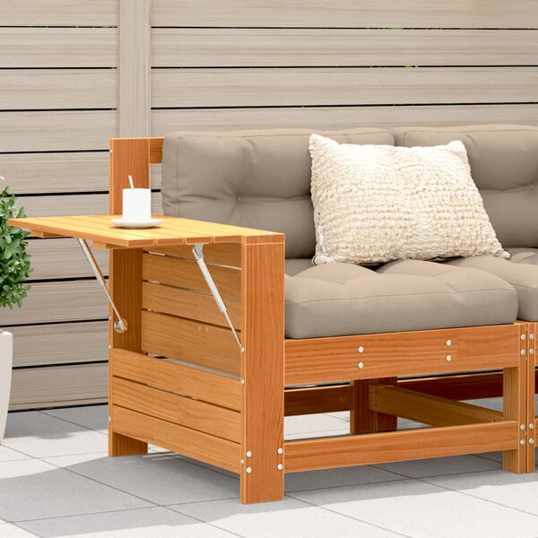 VidaXL Vrtna sofa s naslonom za ruke i stolićem smeđa od borovine