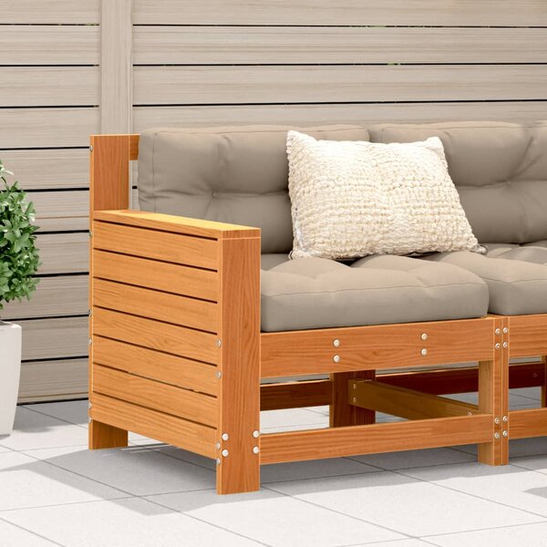 VidaXL Vrtna sofa s naslonima za ruke i jastukom smeđa od borovine