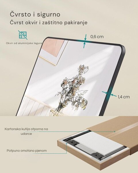 Pravokutno ogledalo FERRA, 120x40cm, crna SongmicsHome