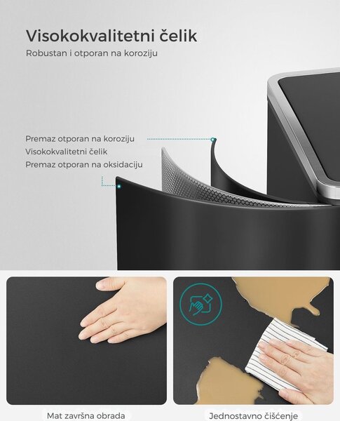 Kanta za odvajanje otpada SORT, 2x30 l + vreće za otpad, crna/srebrna SongmicsHome