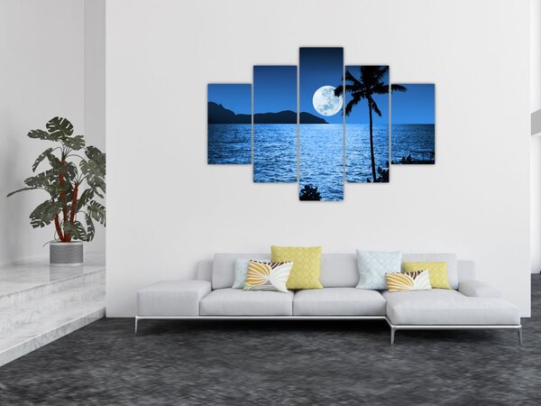 Slika - Mjesec iznad morske površine (150x105 cm)