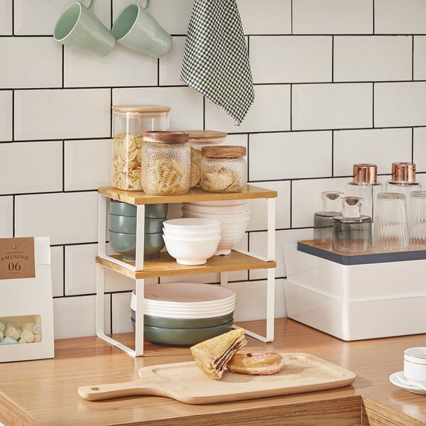 Set bambusovih organizatora CEZAR, 2 kom, smeđa/bijela SongmicsHome