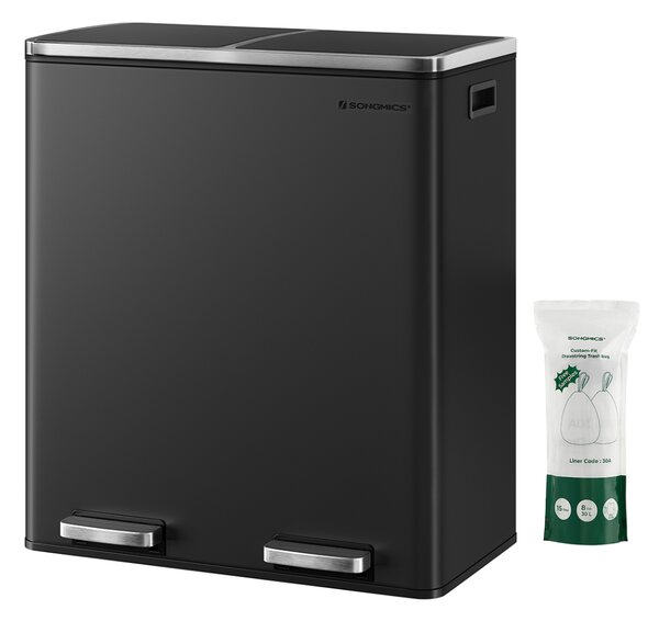 Kanta za odvajanje otpada SORT, 2x30 l + vreće za otpad, crna/srebrna SongmicsHome