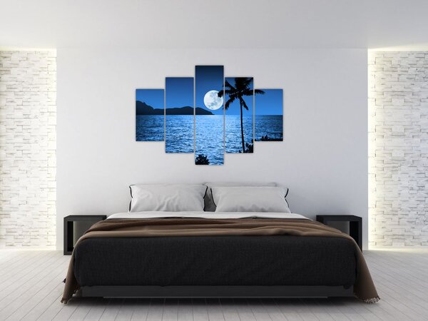 Slika - Mjesec iznad morske površine (150x105 cm)