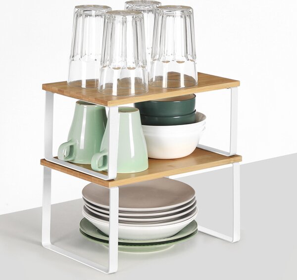 Set bambusovih organizatora CEZAR, 2 kom, smeđa/bijela SongmicsHome