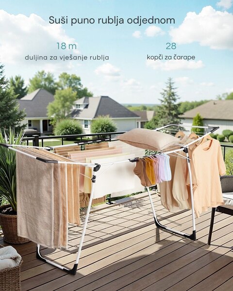 Sušilo za rublje BREEZE, 56,5x173x96,5cm, bijela SongmicsHome